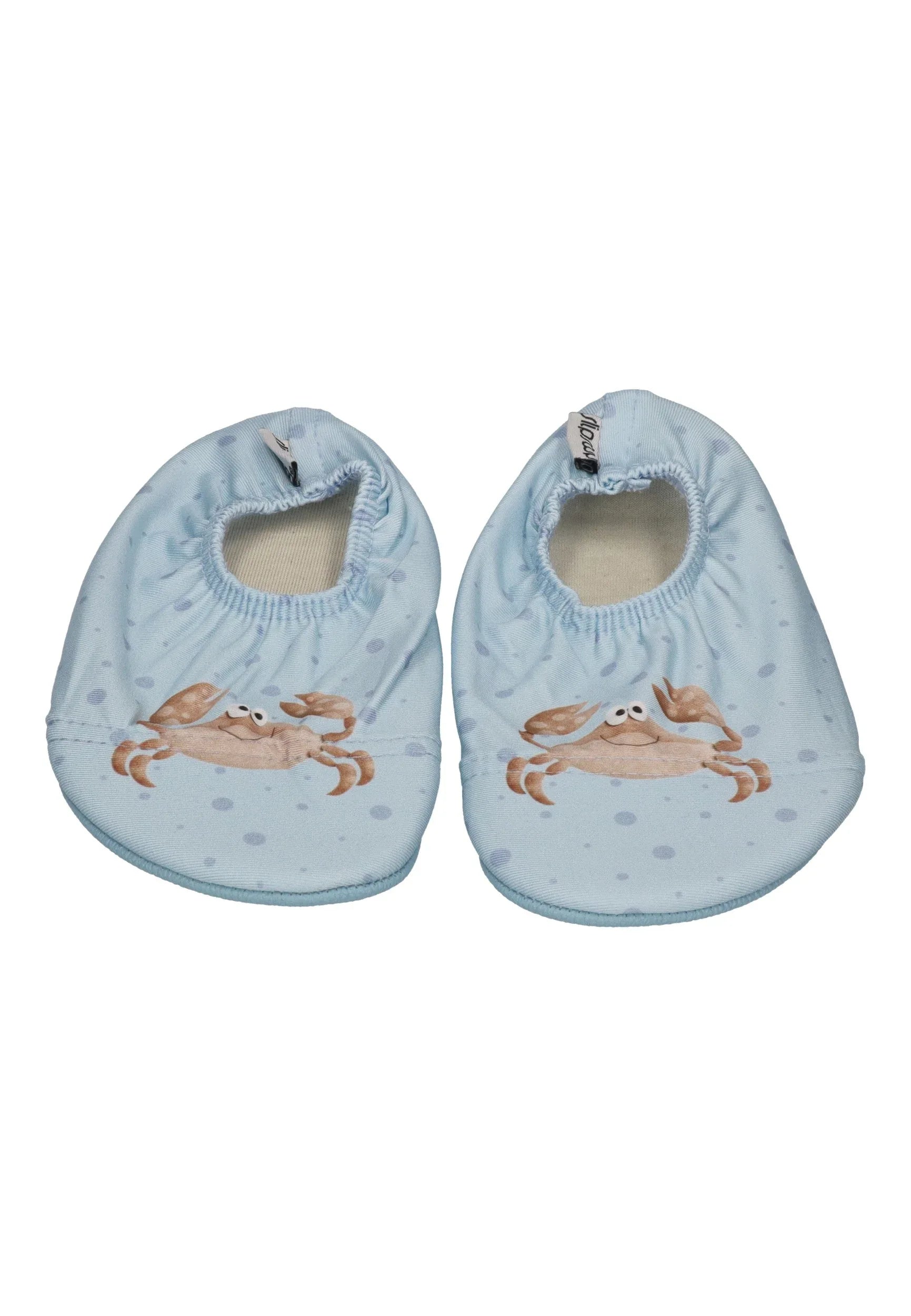 SLIPSTOP Kinder Hausschuhe Badeschuhe June Krebs hellblau