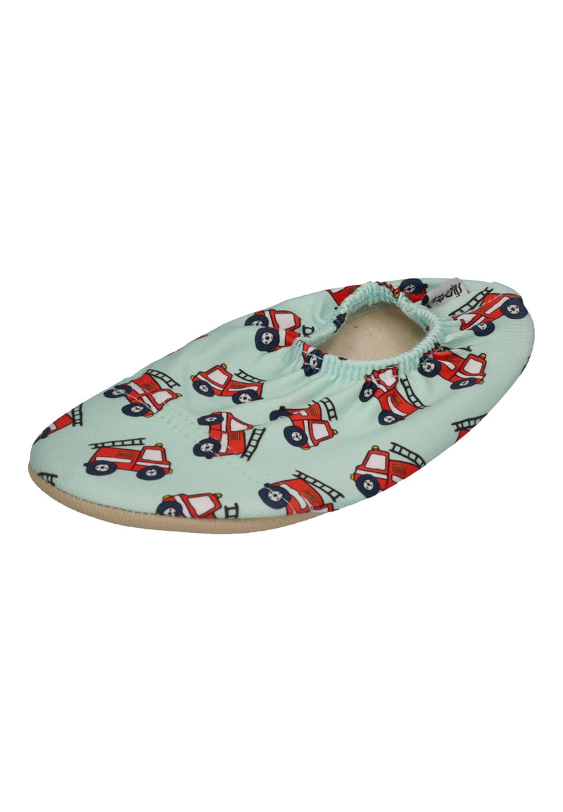 SLIPSTOP Kinder Hausschuhe Badeschuhe LADDER Feuerwehr Hellgrün