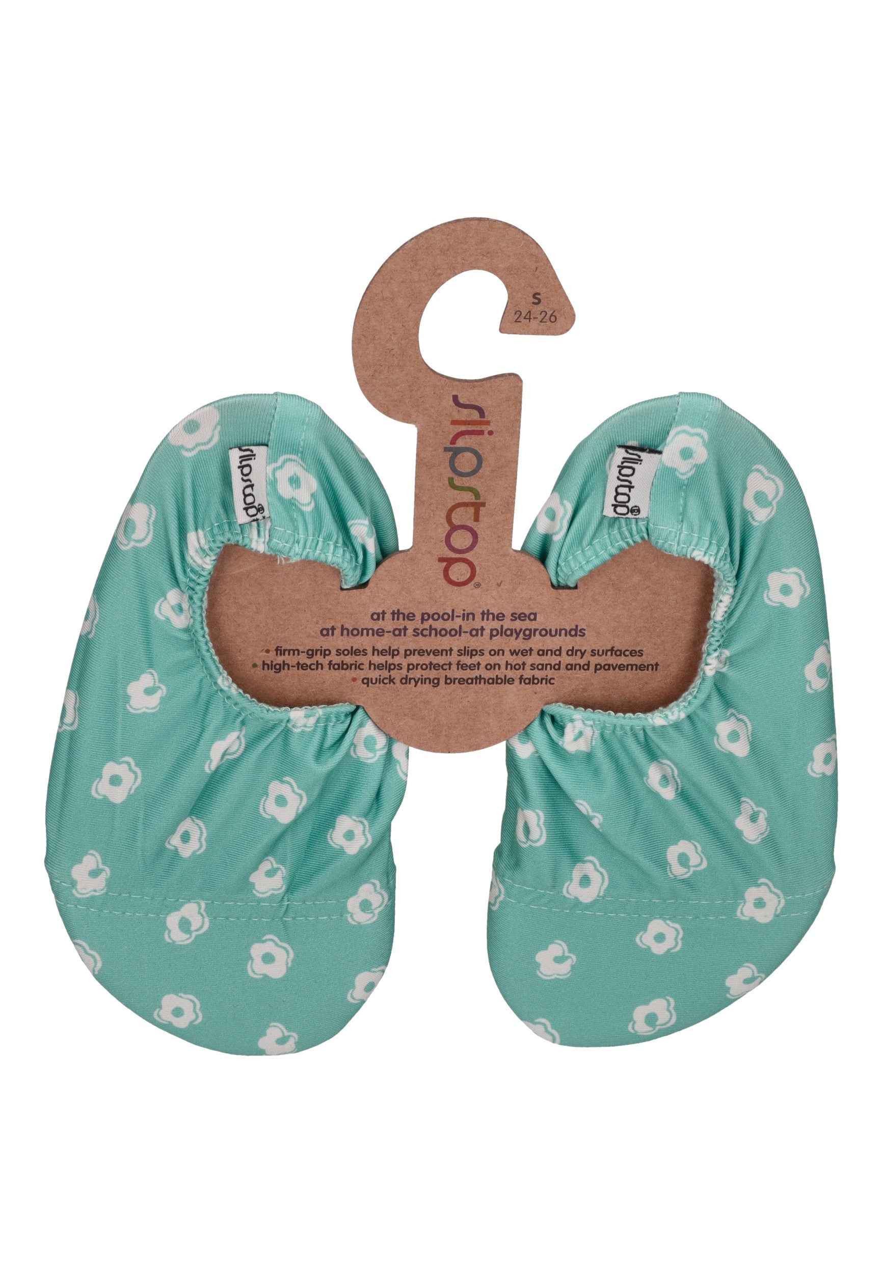 SLIPSTOP Kinder Hausschuhe Badeschuhe MARGARITA Blume türkis