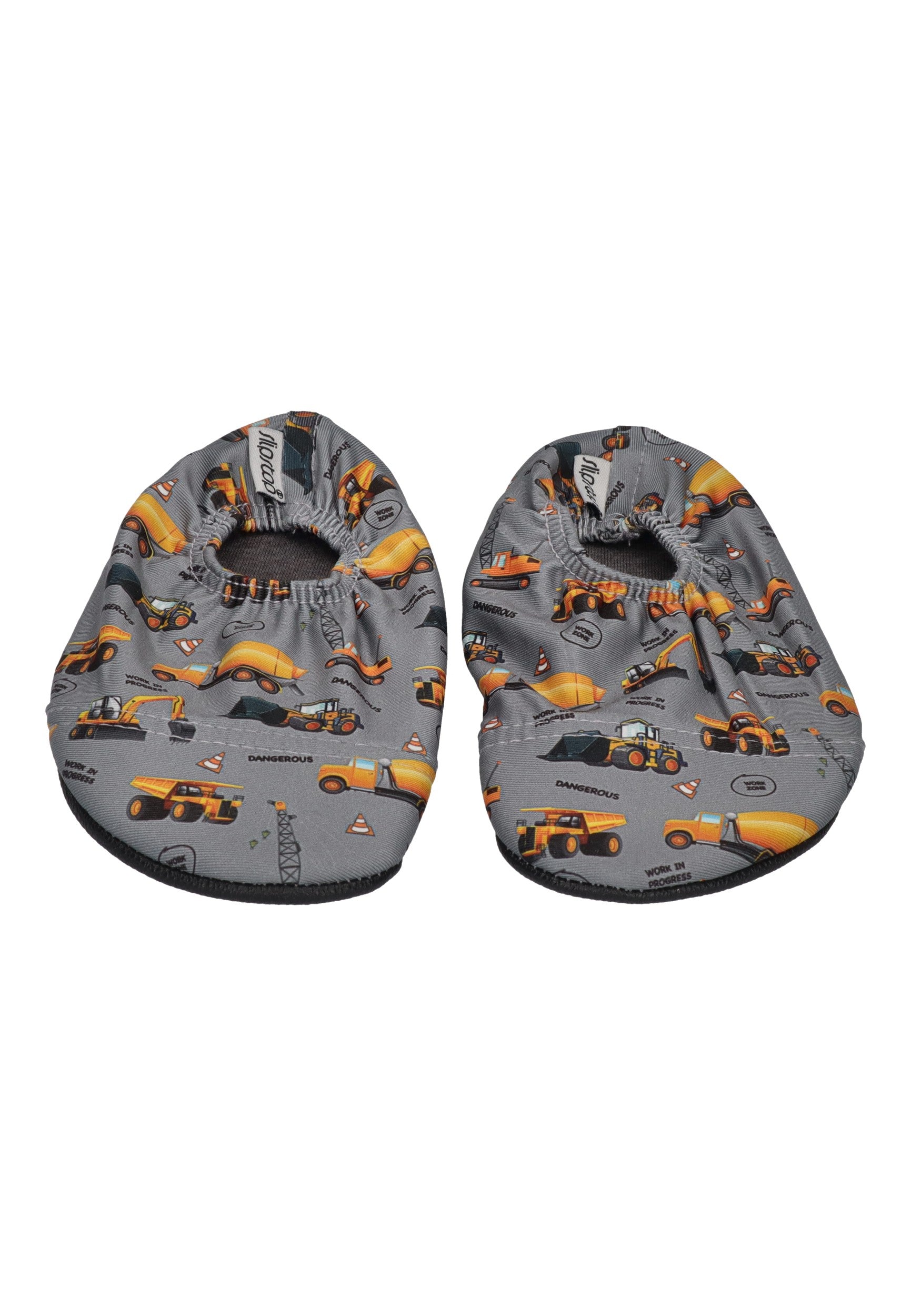 SLIPSTOP Kinder Hausschuhe Badeschuhe MIXER Bagger grey