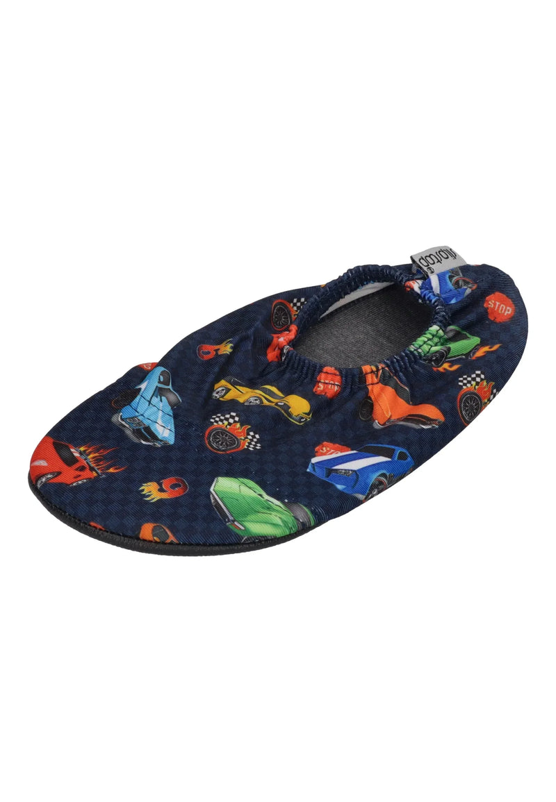SLIPSTOP Kinder Hausschuhe Badeschuhe Monaco Autos schwarz