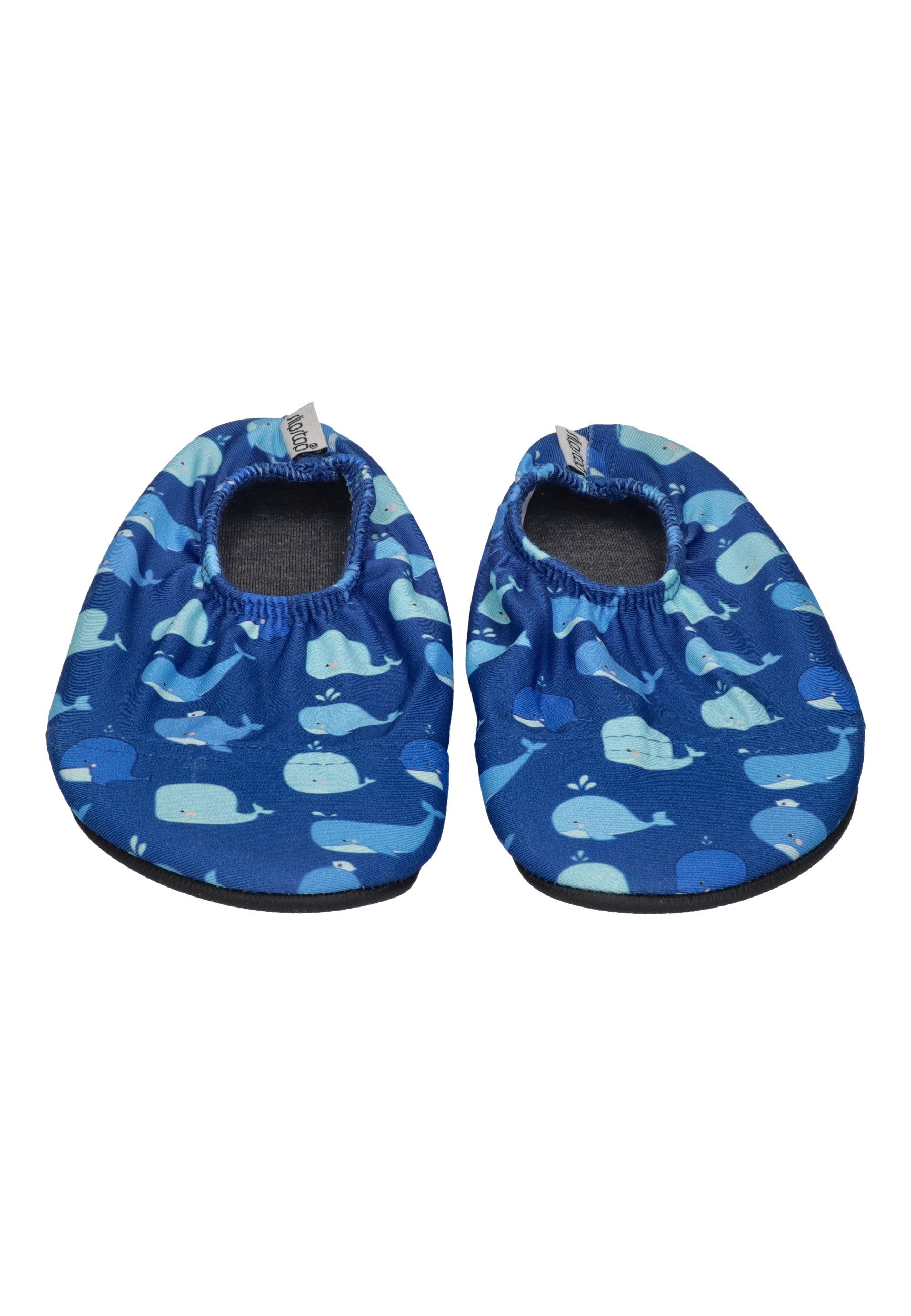 SLIPSTOP Kinder Hausschuhe Badeschuhe POD Wale mid blue