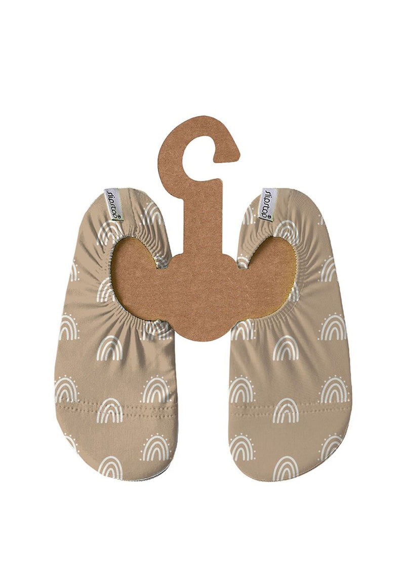 SLIPSTOP Kinder Hausschuhe Badeschuhe CARAMEL Regenbogen beige