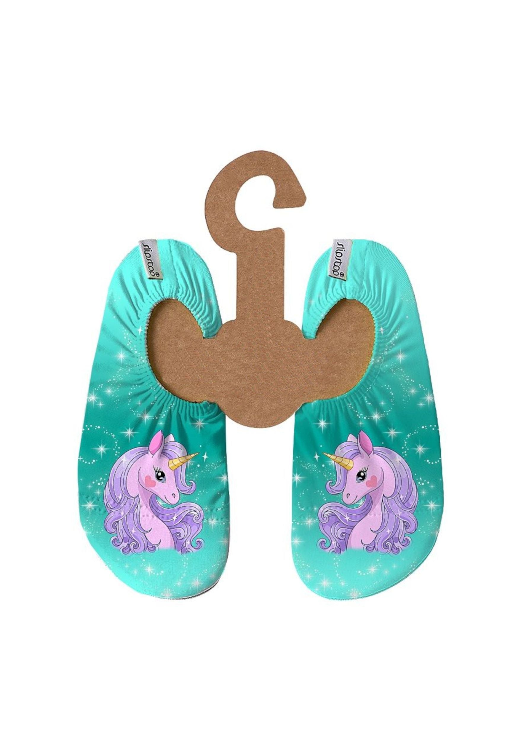 SLIPSTOP Kinder Hausschuhe Badeschuhe BELLISIMA Einhorn türkis