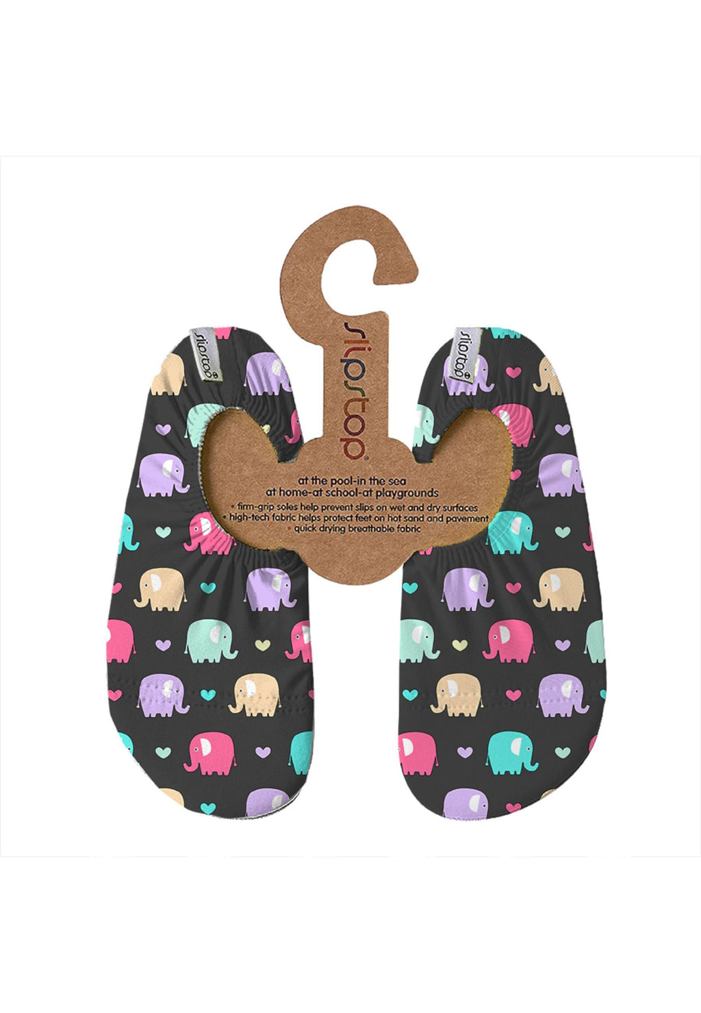 SLIPSTOP Kinder Hausschuhe Badeschuhe WINNIE Elefant black