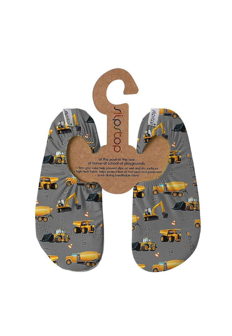 SLIPSTOP Kinder Hausschuhe Badeschuhe MIXER Bagger grey