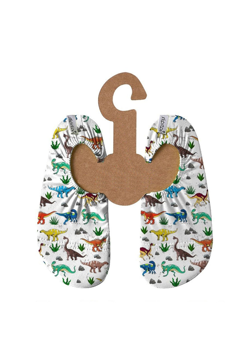 SLIPSTOP Kinder Hausschuhe Badeschuhe ARIZONA Dino white