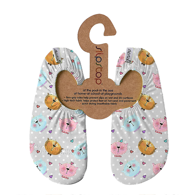 SLIPSTOP Kinder Hausschuhe Badeschuhe CARMEN Katzen Grau