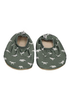 SLIPSTOP Kinder Hausschuhe Badeschuhe DINO GREEN Dinosaurier dunkelgrün
