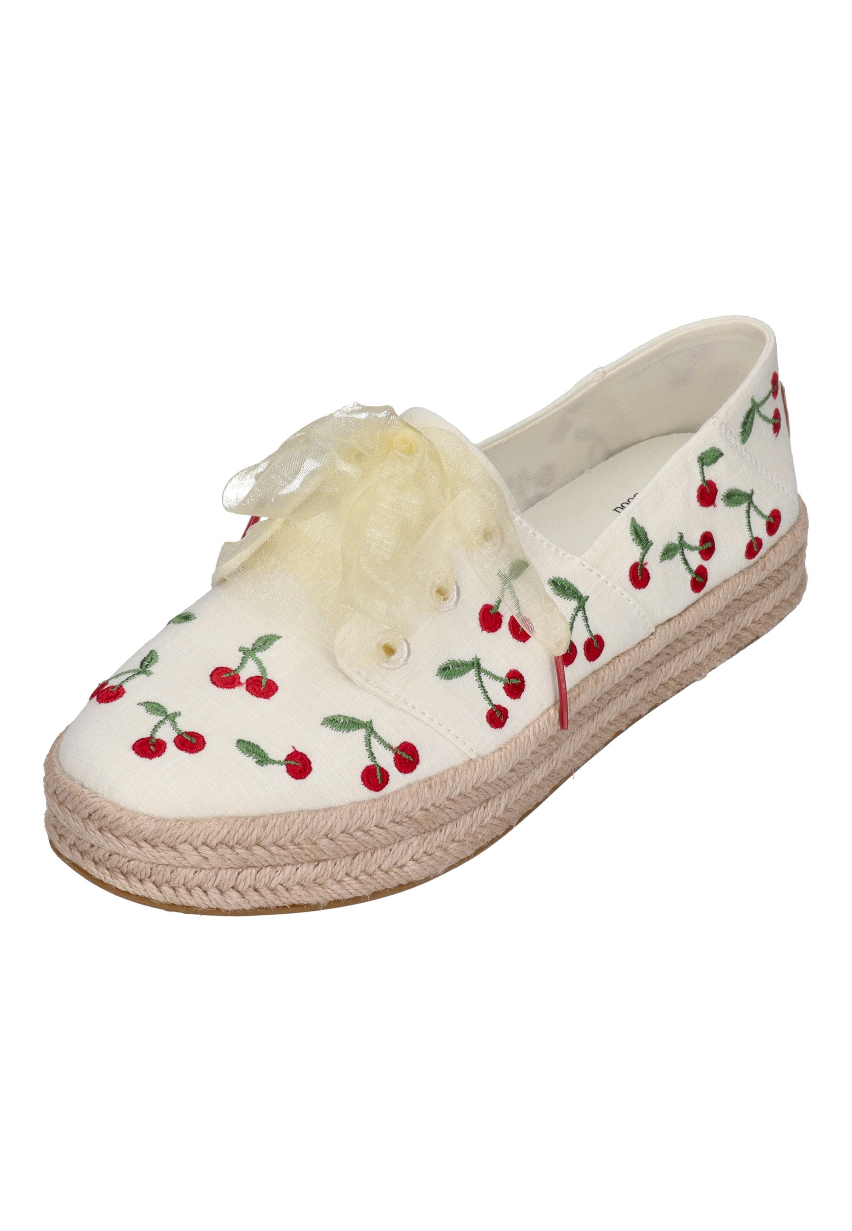 TOMS Damen Espadrilles CAROLINA LACE UP 10023260 egret cherry embroidery