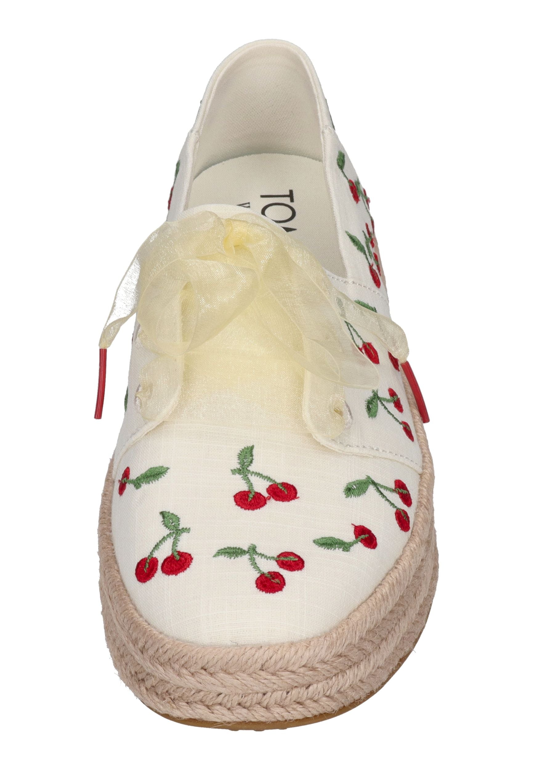 TOMS Damen Espadrilles CAROLINA LACE UP 10023260 egret cherry embroidery