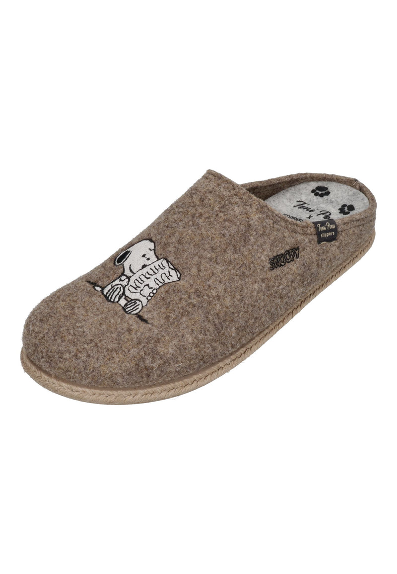 TONI PONS X SNOOPY Herrenschuhe Hausschuhe CHARLIE TAUPE