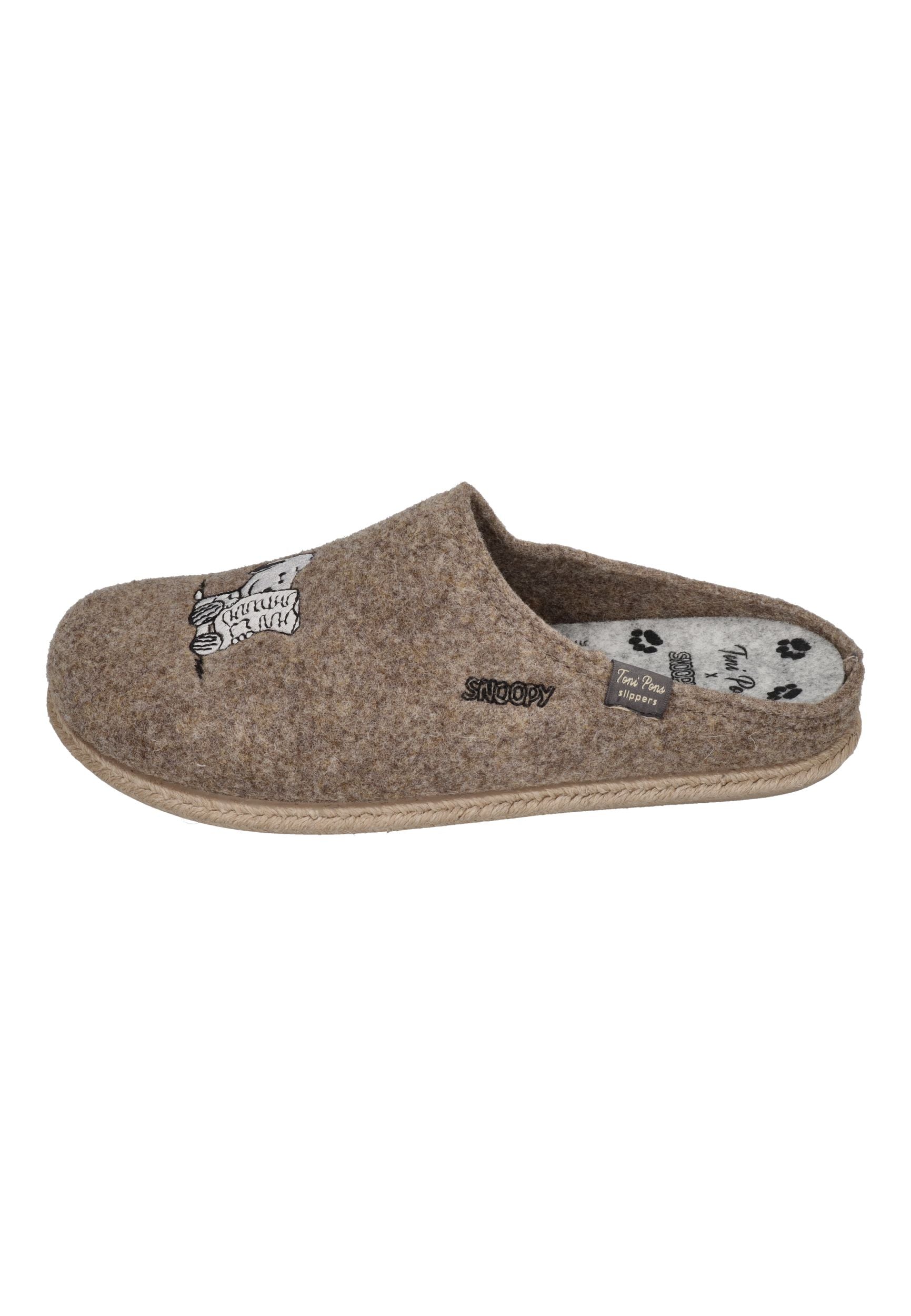 TONI PONS X SNOOPY Herrenschuhe Hausschuhe CHARLIE TAUPE