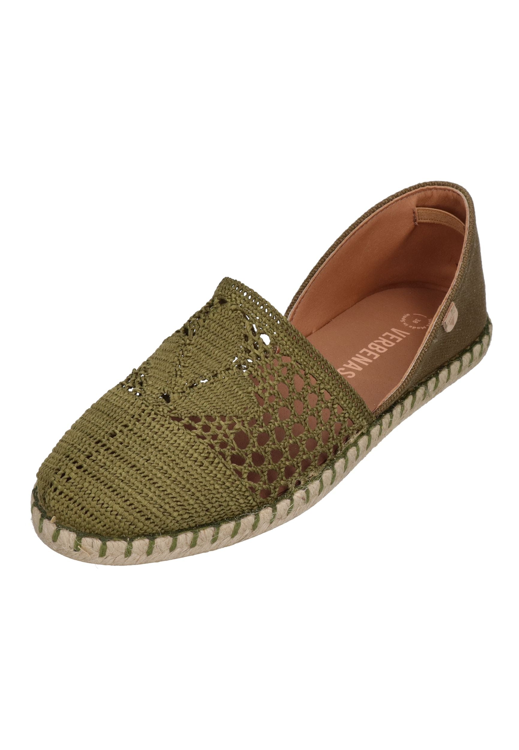 VERBENAS Damen Espadrilles CARMEN CROCHET LINO PARIS kaki