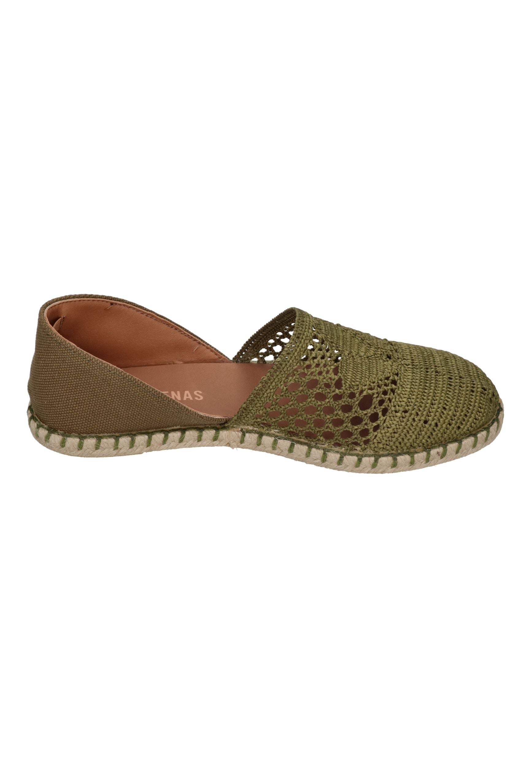 VERBENAS Damen Espadrilles CARMEN CROCHET LINO PARIS kaki