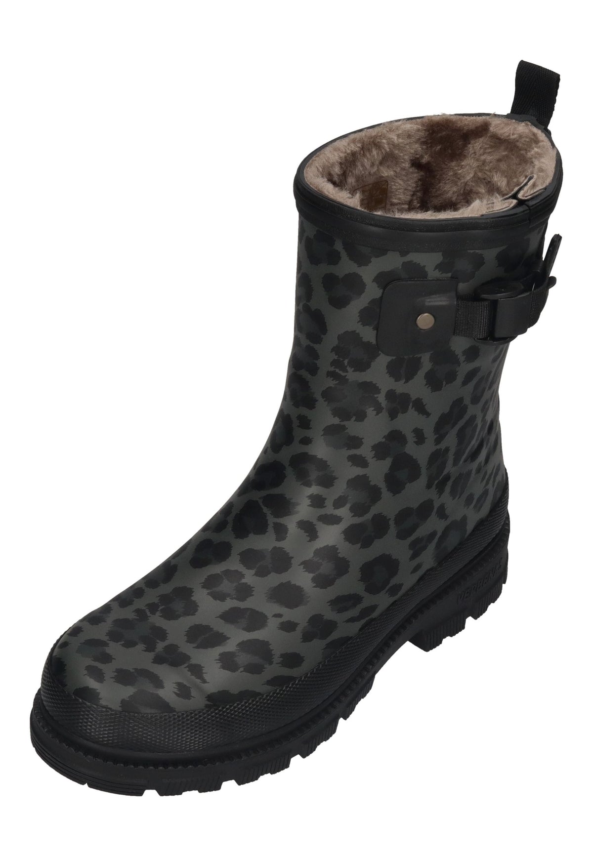 VERBENAS Damen Gummistiefel LINA FUR SMOOTH ANIMAL leo black