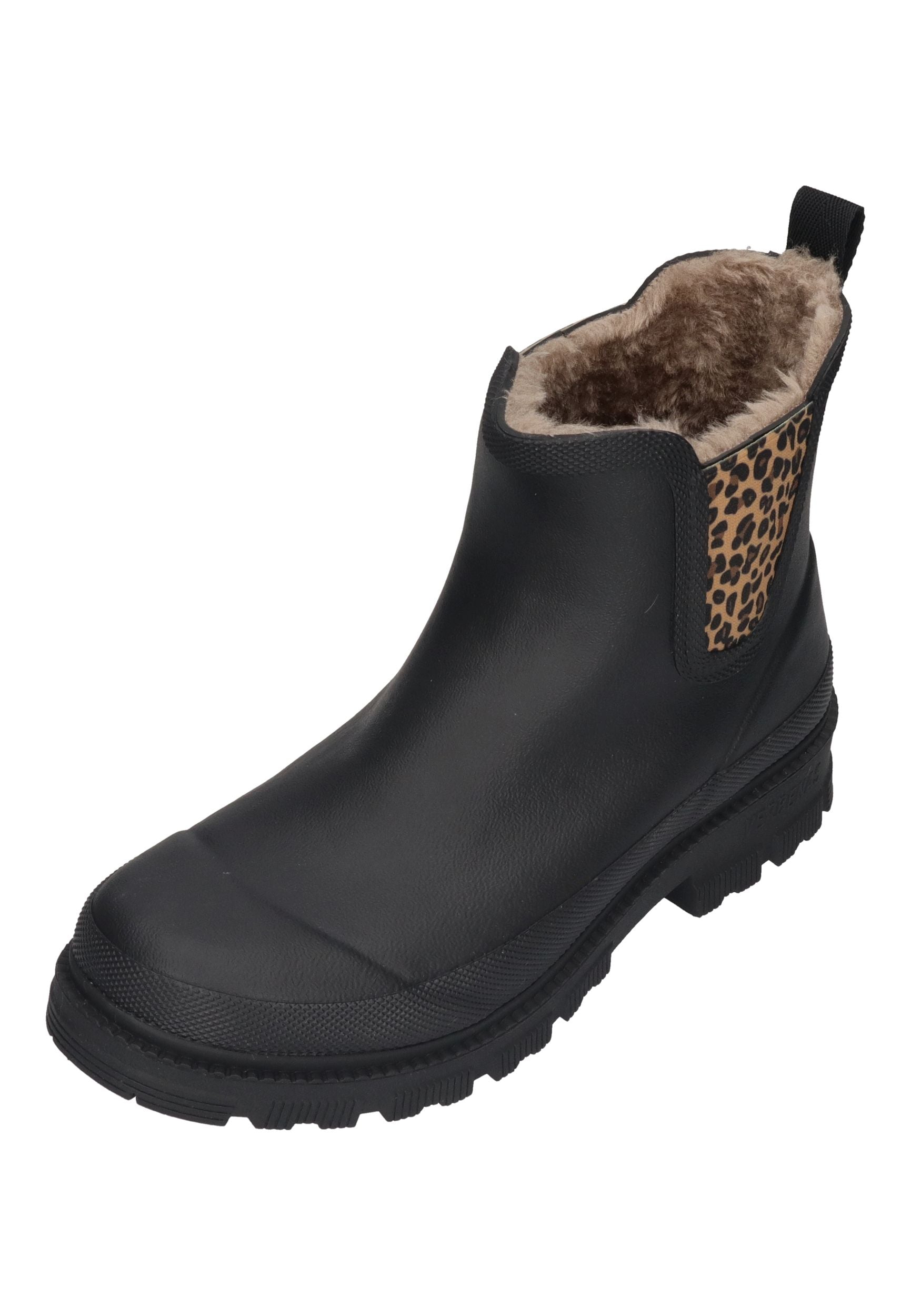 VERBENAS Damen Gummistiefel - LUA MATE COMBI FUR - black sand leo