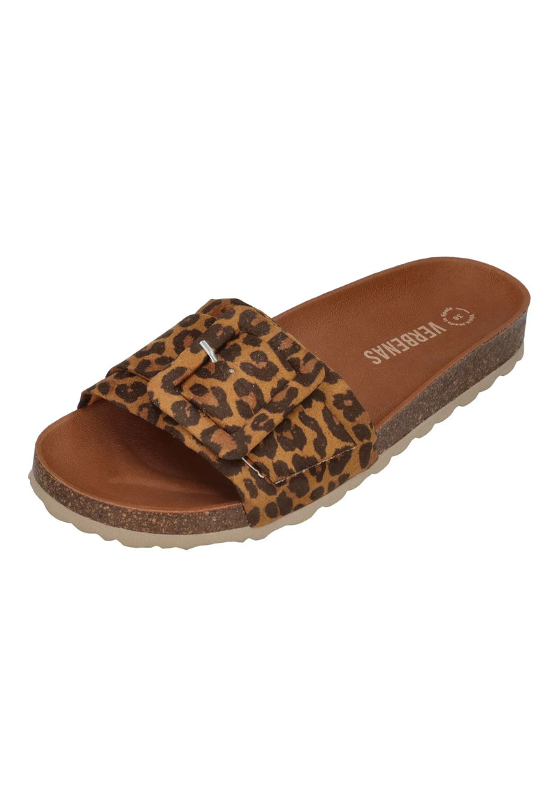 VERBENAS Damen Pantoletten REIKO micro leo nat bronzo