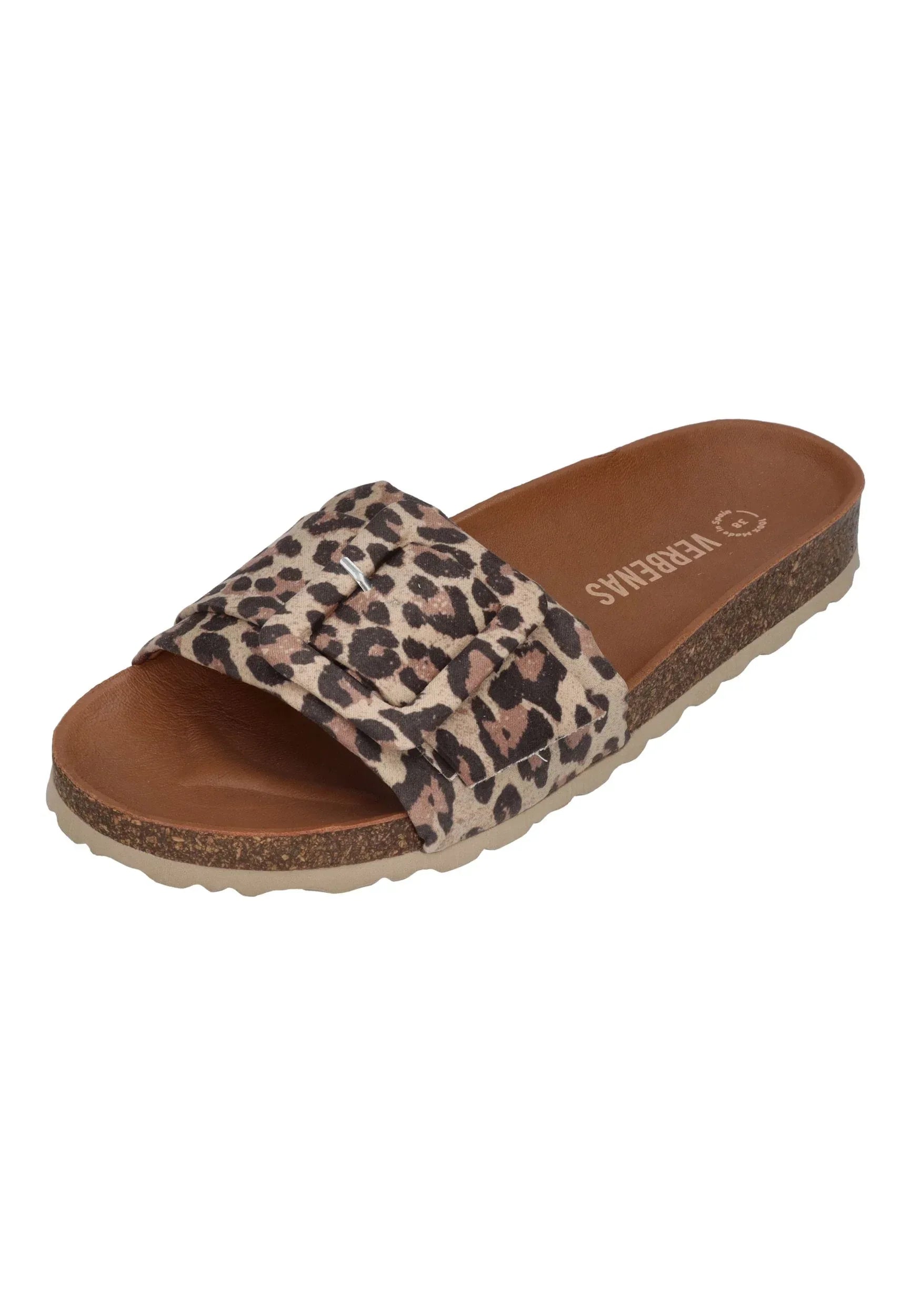 VERBENAS Damen Pantoletten REIKO micro leo nat camel