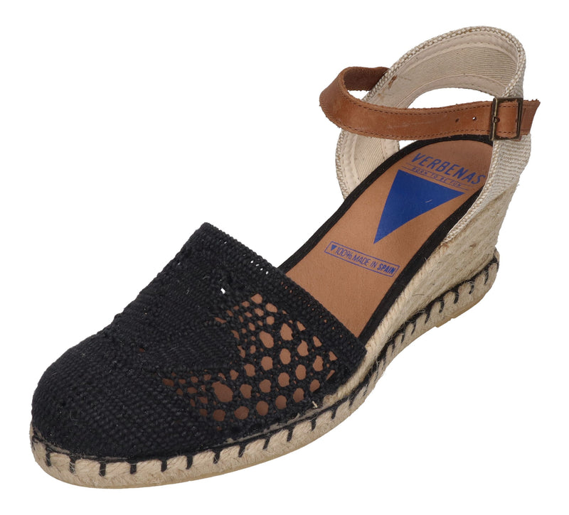 VERBENAS Damenschuhe Sandalette MALENA crochet lino - negro