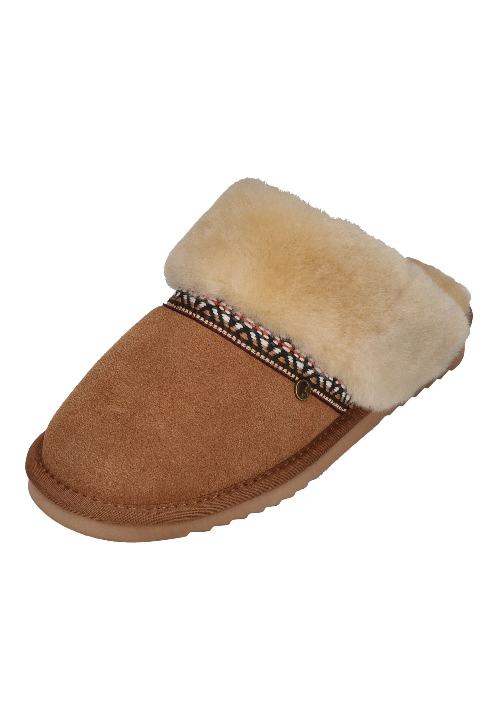WARMBAT Damenschuhe Hausschuhe FLURRY SUEDE TAPE cognac