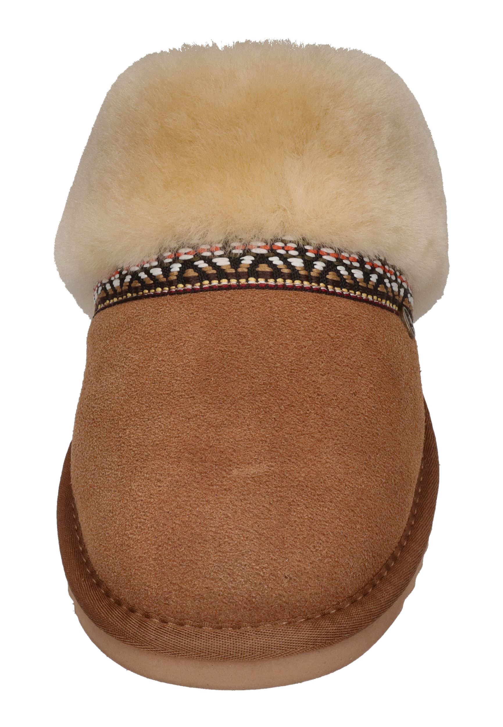 WARMBAT Damenschuhe Hausschuhe FLURRY SUEDE TAPE cognac