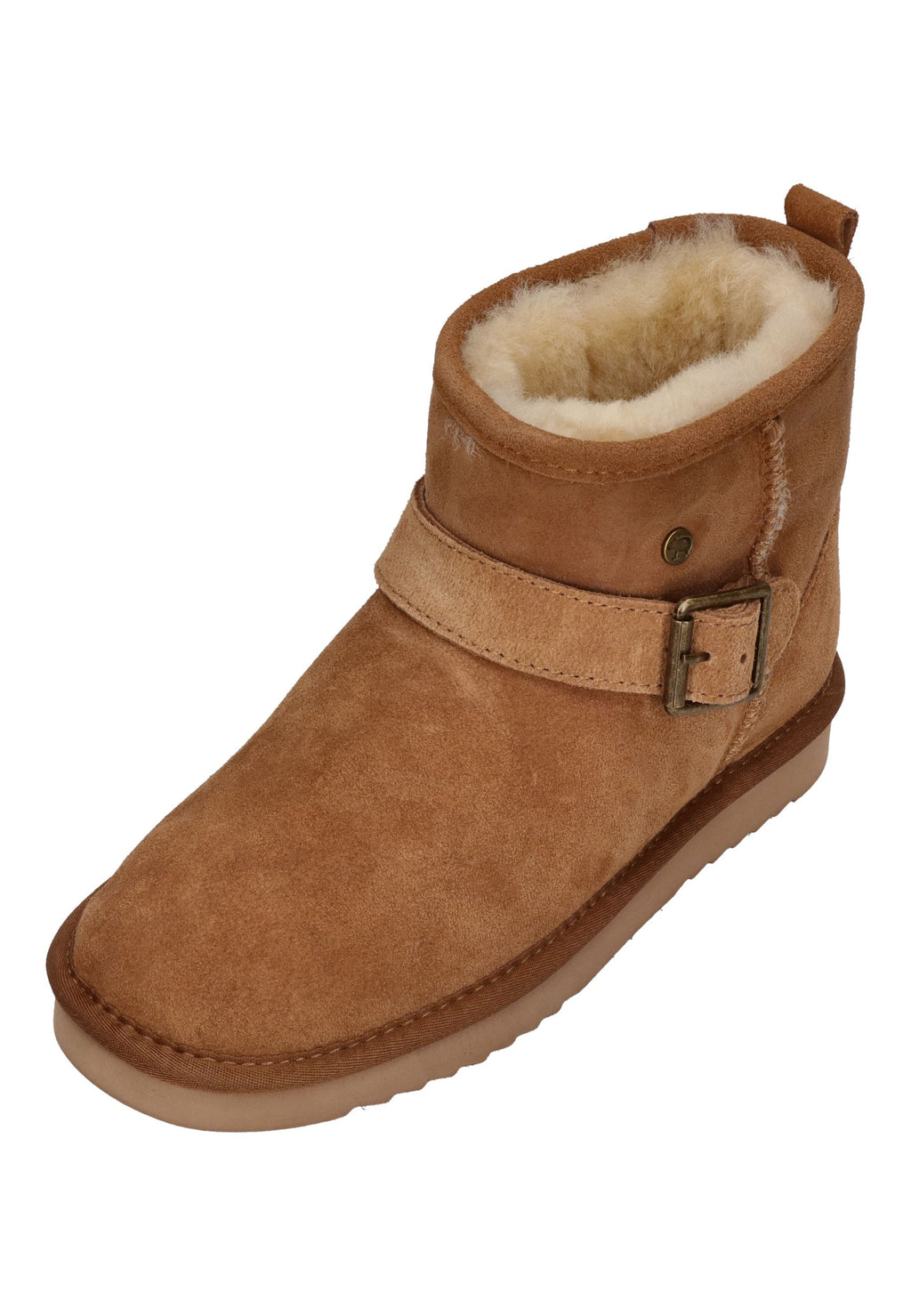 WARMBAT Damenschuhe Schaffell Booties WALLABY BUCKLE cognac