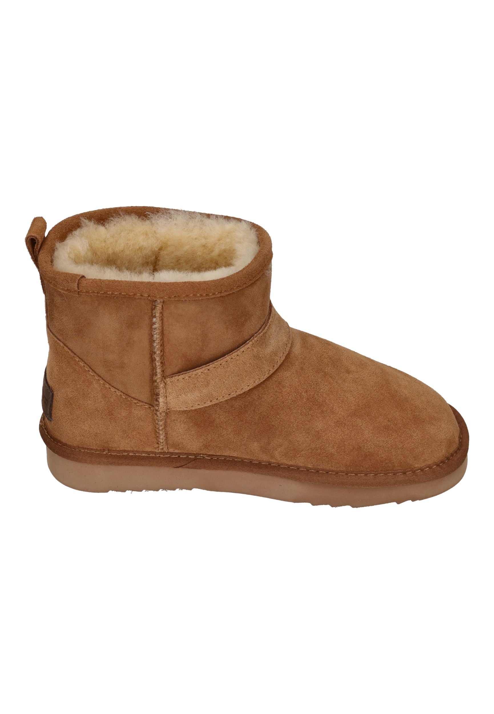 WARMBAT Damenschuhe Schaffell Booties WALLABY BUCKLE cognac
