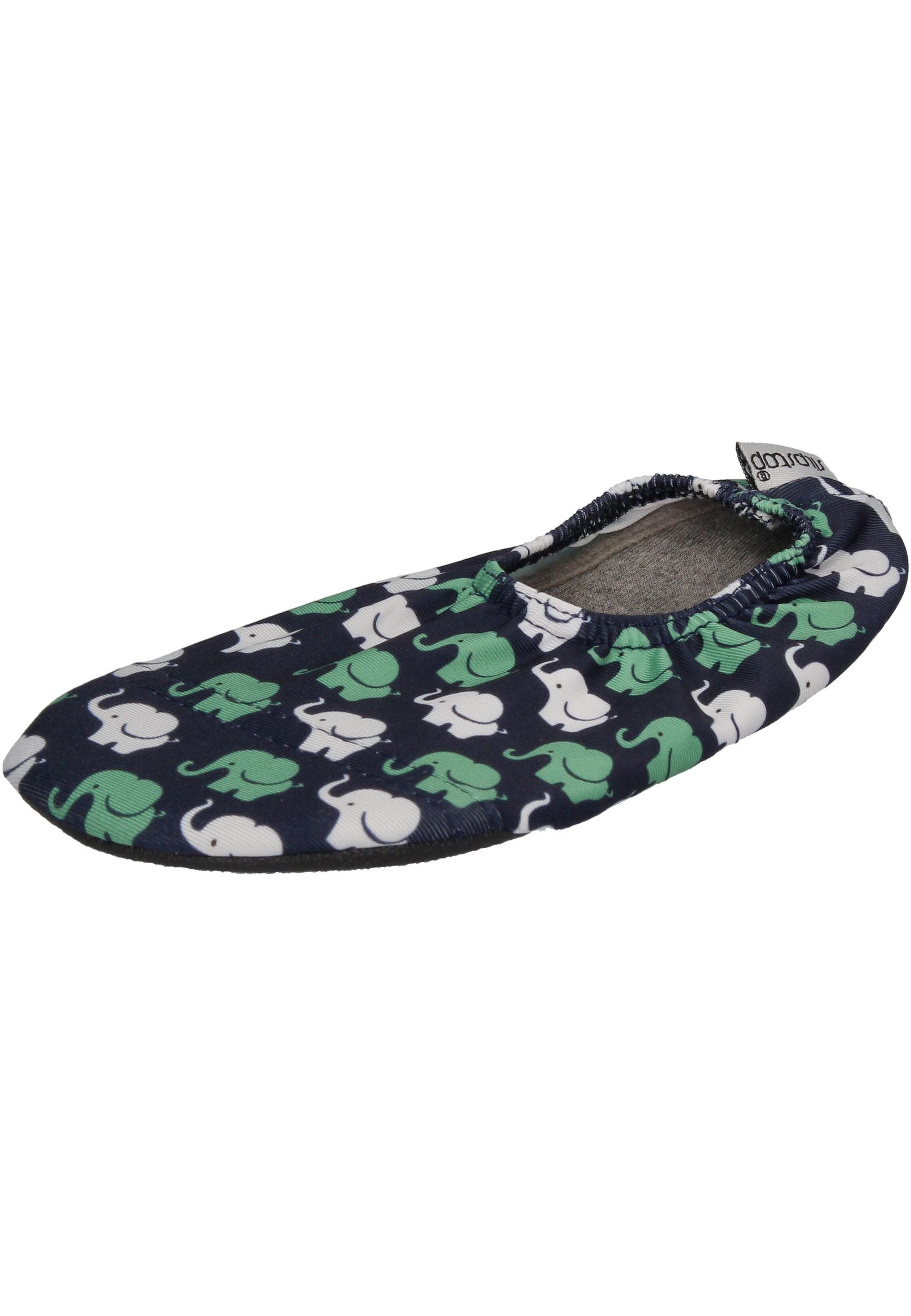SLIPSTOP Hausschuhe Badeschuhe ANDY Elefanten dunkelblau