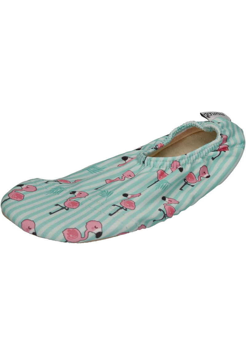 SLIPSTOP Hausschuhe Badeschuhe DILLY Flamingos mint rosa
