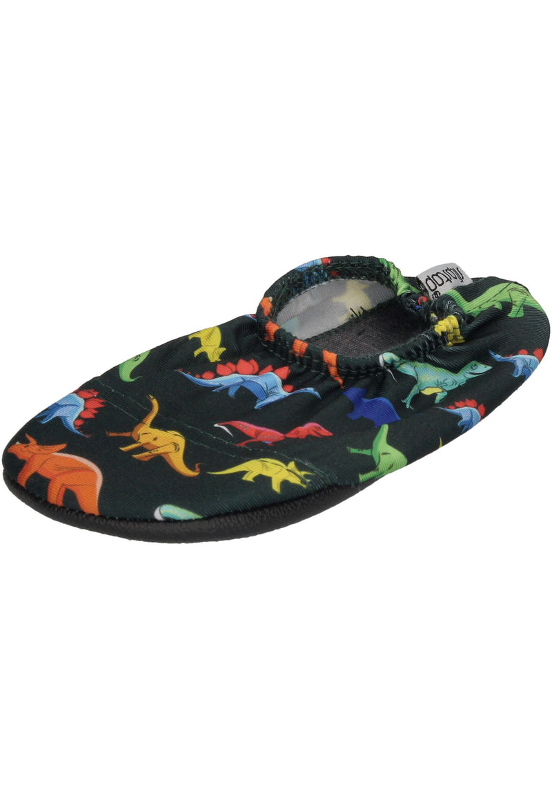 SLIPSTOP Kinder Hausschuhe Badeschuhe DINO schwarz bunt