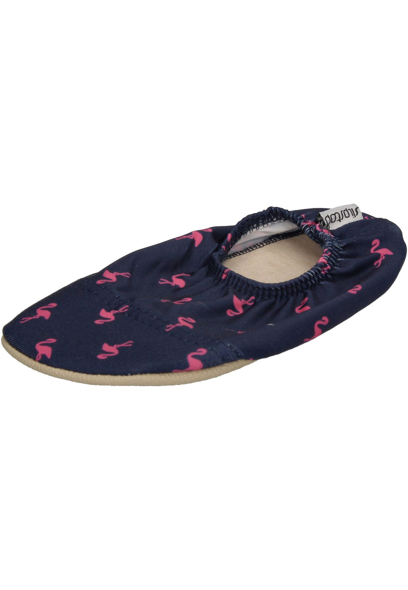 SLIPSTOP Hausschuhe Badeschuhe ELLA Flamingos navy pink