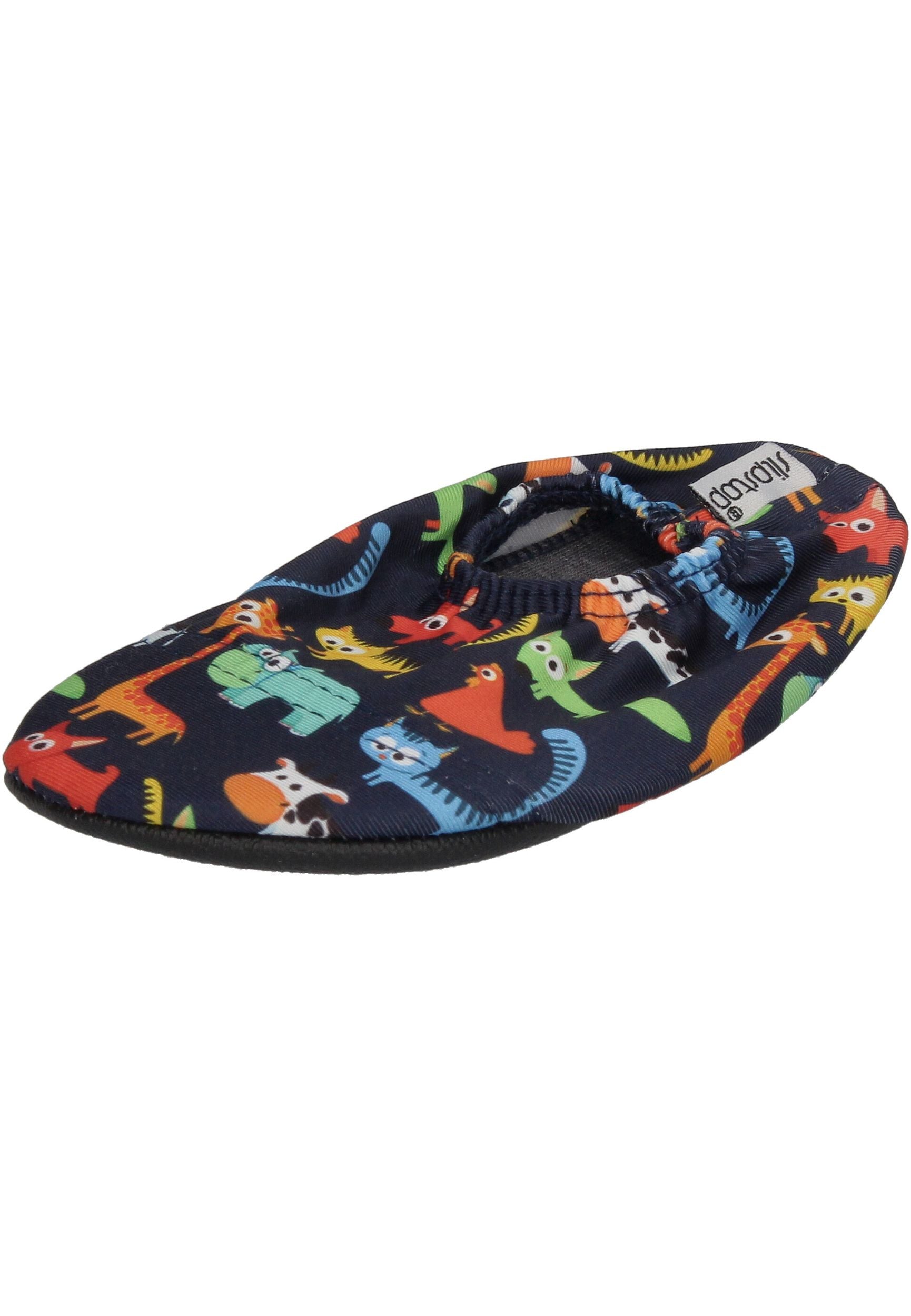 SLIPSTOP Kinder Hausschuhe Badeschuhe FARM schwarz bunt