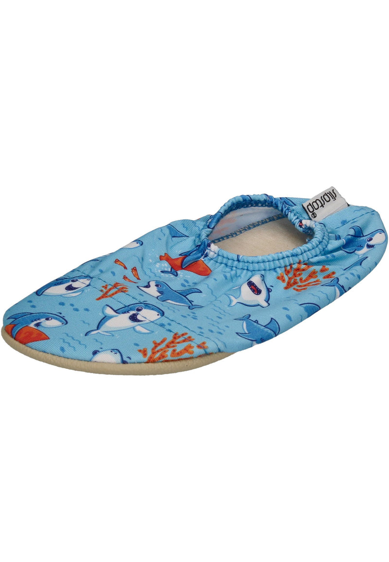 SLIPSTOP Kinder Hausschuhe Badeschuhe FREDDY Hai blau