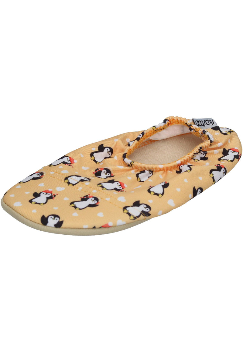SLIPSTOP Hausschuhe Badeschuhe HAPPY FEET Pinguin yellow