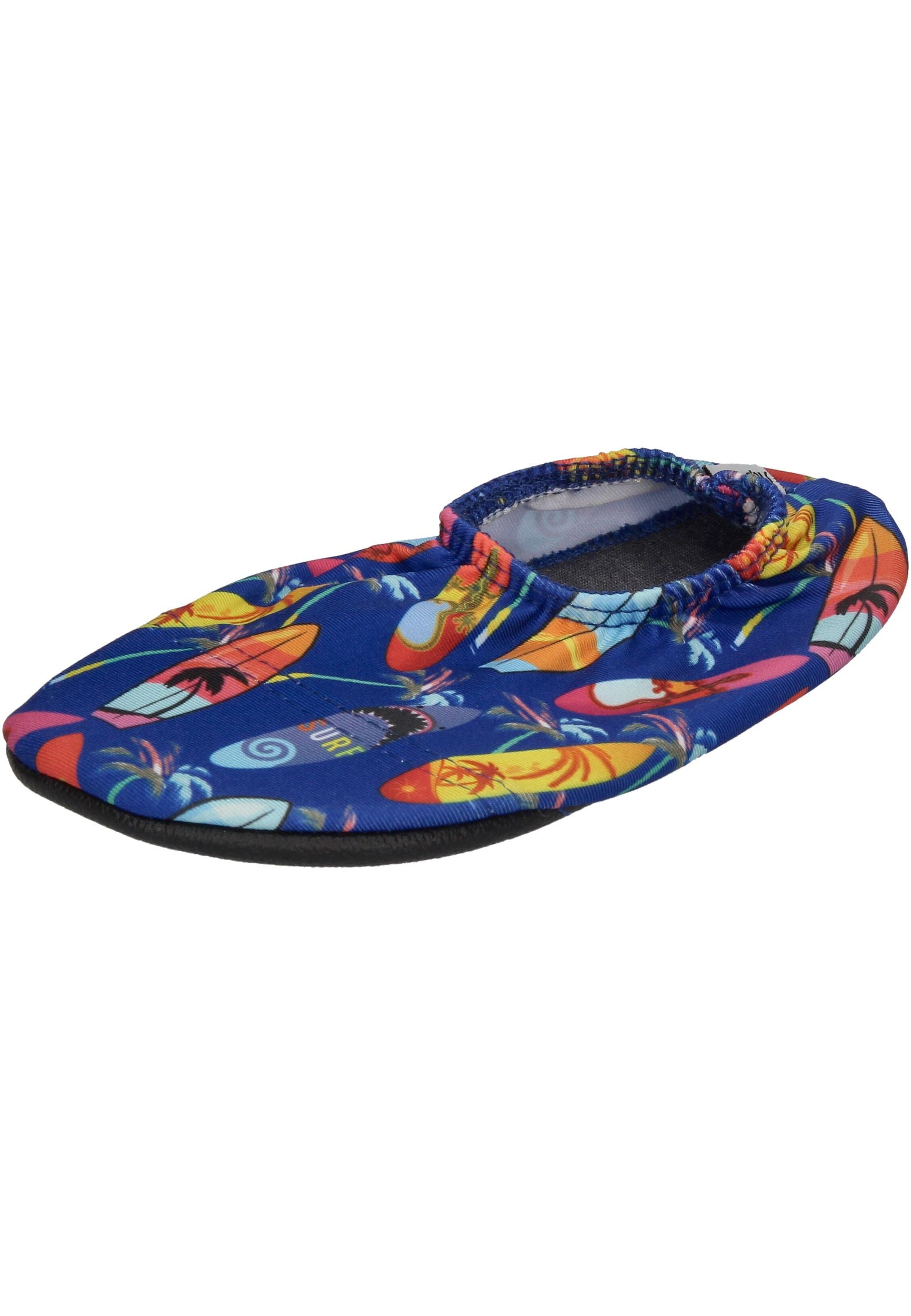 SLIPSTOP Kinder Hausschuhe Badeschuhe MIAMI JUNIOR blau bunt