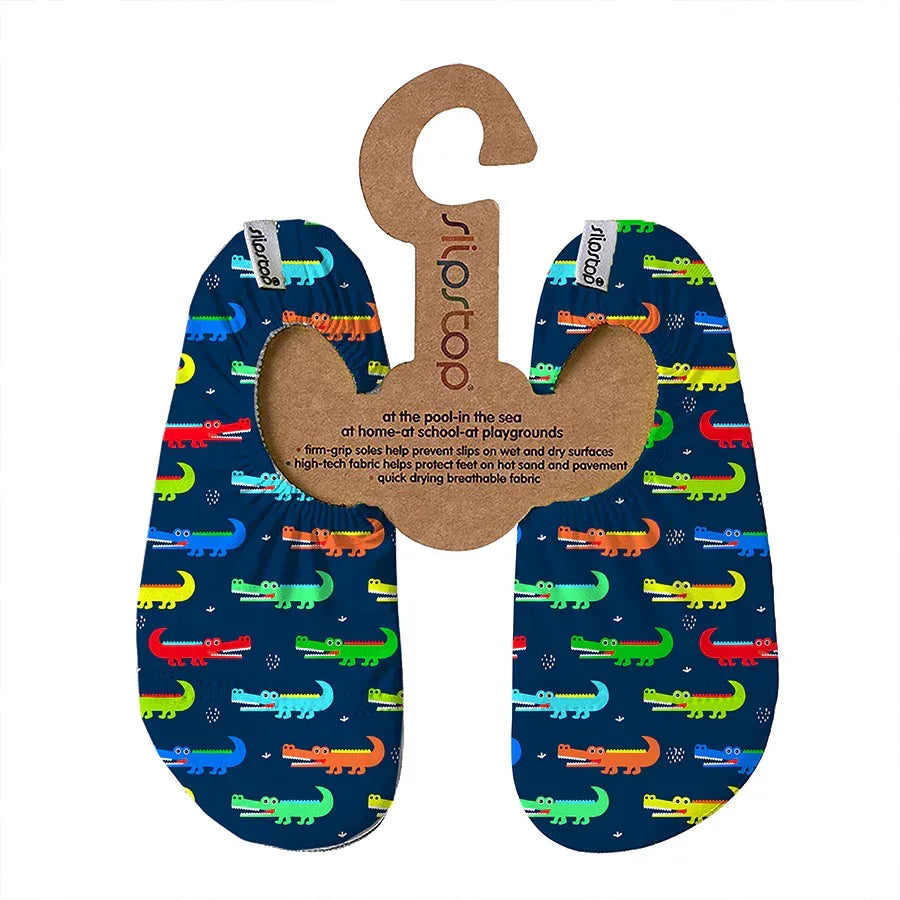 SLIPSTOP Kinder Hausschuhe Badeschuhe Amazonas Croco dunkelblau