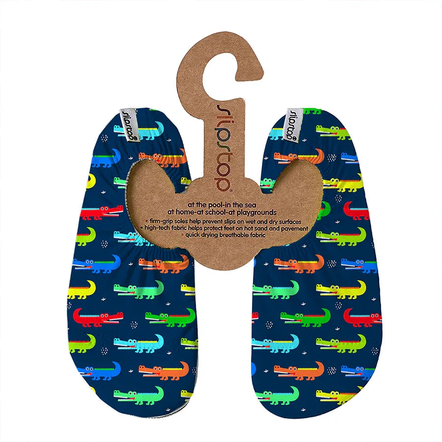 SLIPSTOP Kinder Hausschuhe Badeschuhe Amazonas Croco dunkelblau