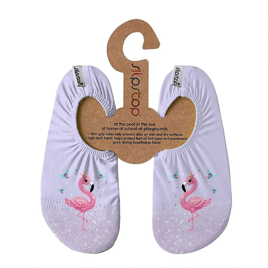 SLIPSTOP Kinder Hausschuhe Badeschuhe April Flamingo flieder