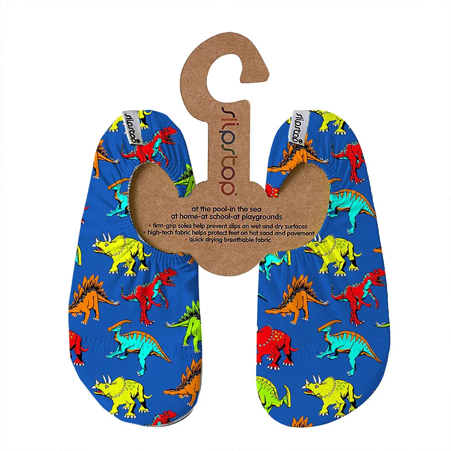 SLIPSTOP Kinder Hausschuhe Badeschuhe Austin Dinos blau