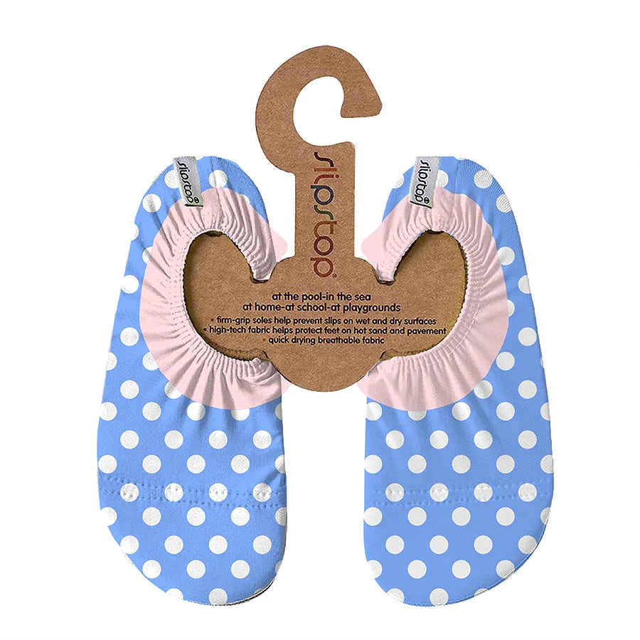 SLIPSTOP Kinder Hausschuhe Badeschuhe Dotty blau rosa