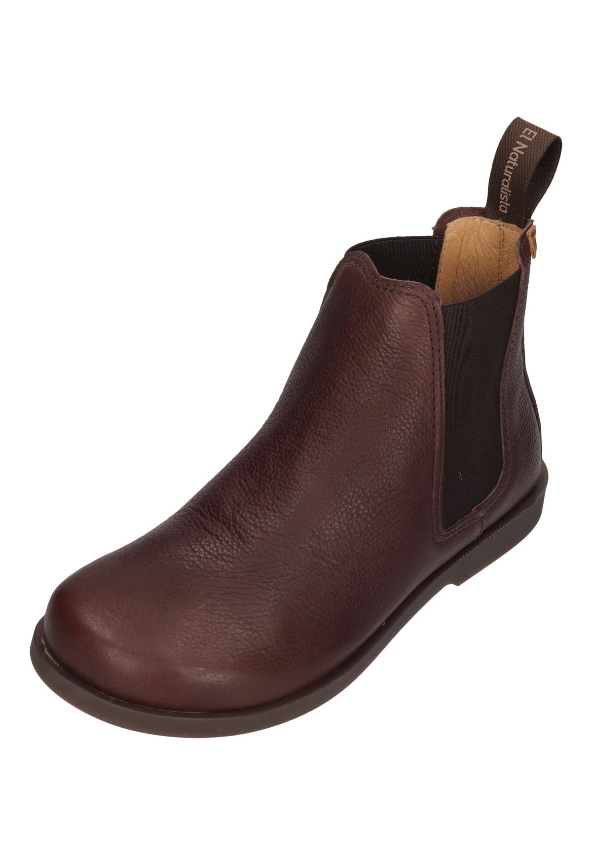 EL NATURALISTA Arenisca N5875 Chelsea-Boot in Brown, Leder mit braunem Stretcheinsatz und Zuglasche, schräg von vorn