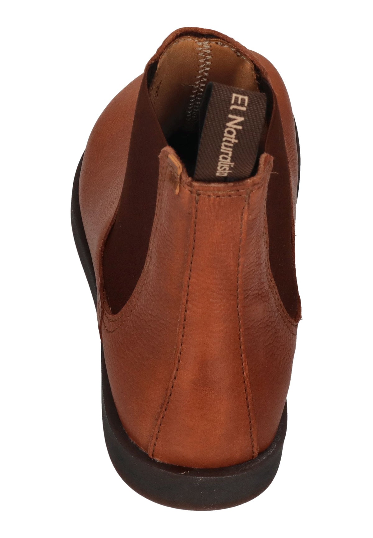 EL NATURALISTA Arenisca N5875 Chelsea-Boot in Cuero, cognacfarbenes Leder mit braunem Stretcheinsatz, schräg von hinten