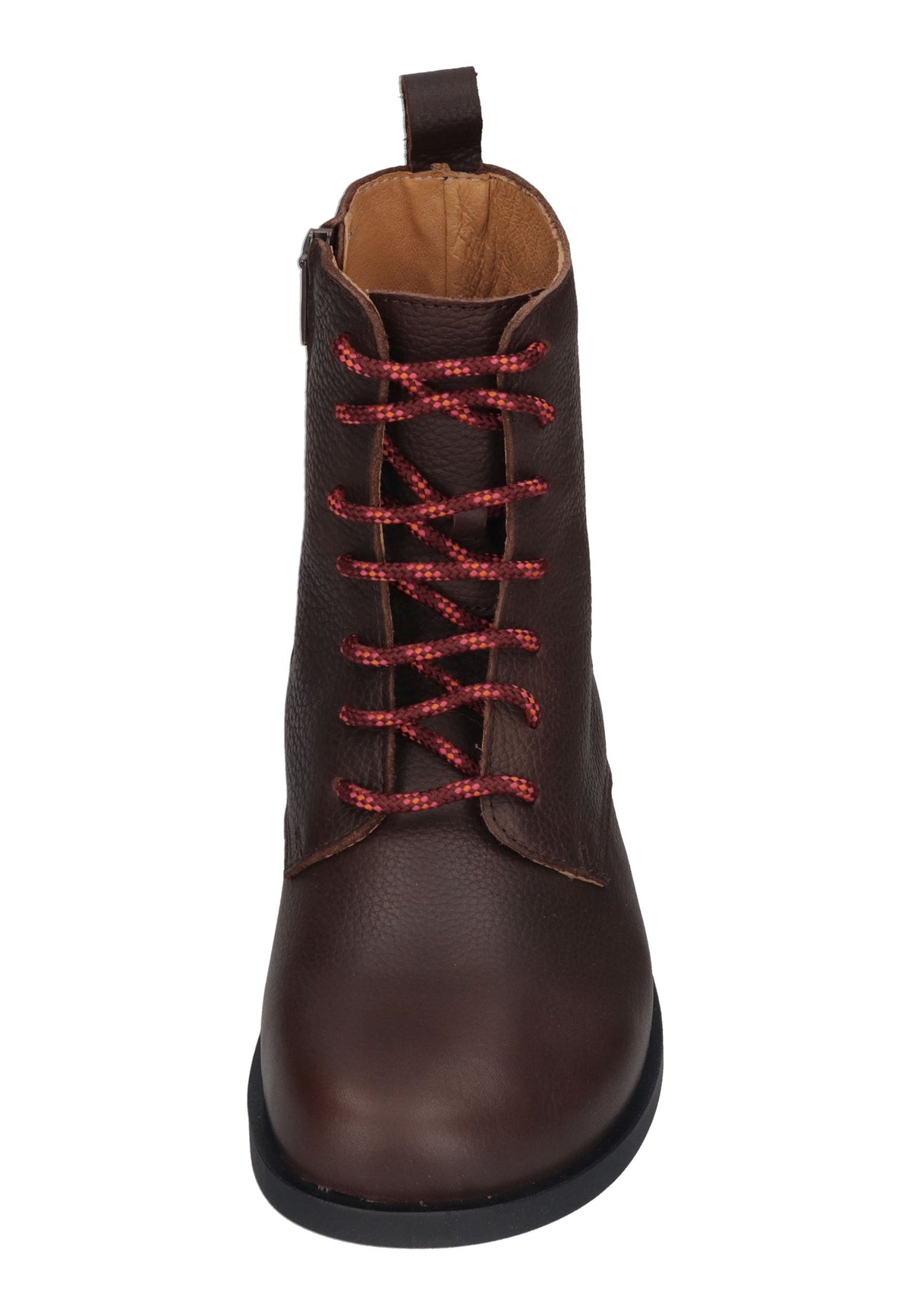 EL NATURALISTA Arenisca N5888 Schnürboot in Brown, braunes Leder mit roten Schnürsenkeln, von vorn