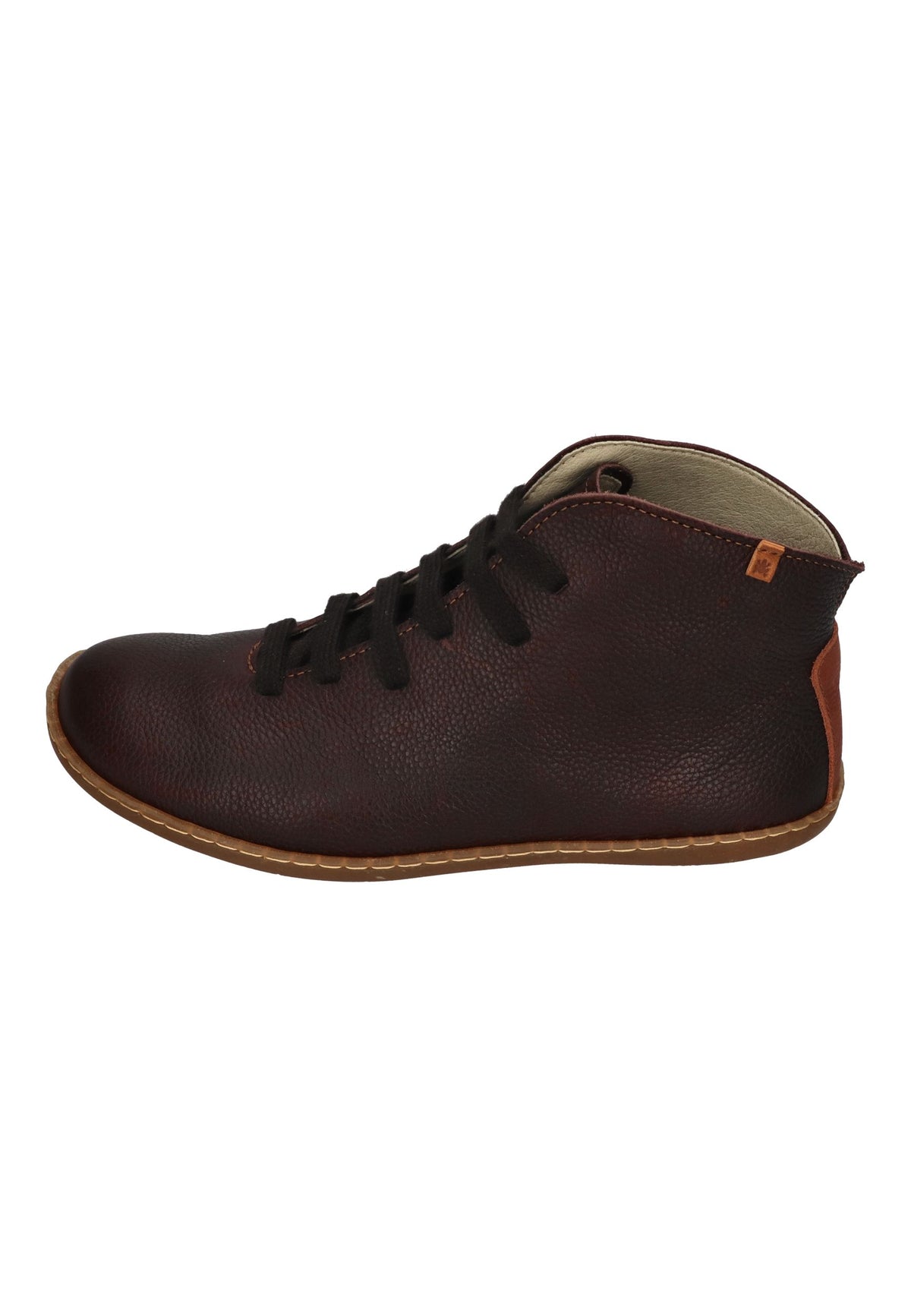 EL NATURALISTA El Viajero Schnürschuh in Brown, dunkelbraunes Leder mit cognacfarbenem Fersenbesatz, von der Seite