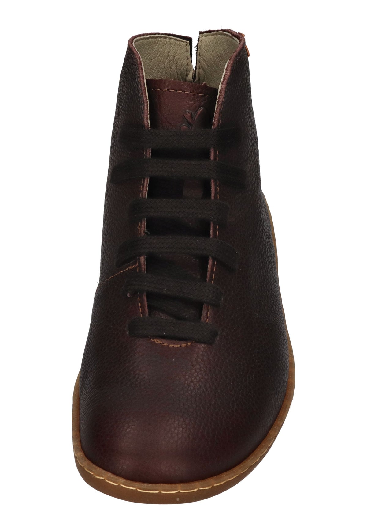 EL NATURALISTA El Viajero Schnürschuh in Brown, dunkelbraunes Leder mit cognacfarbenem Fersenbesatz, von vorn
