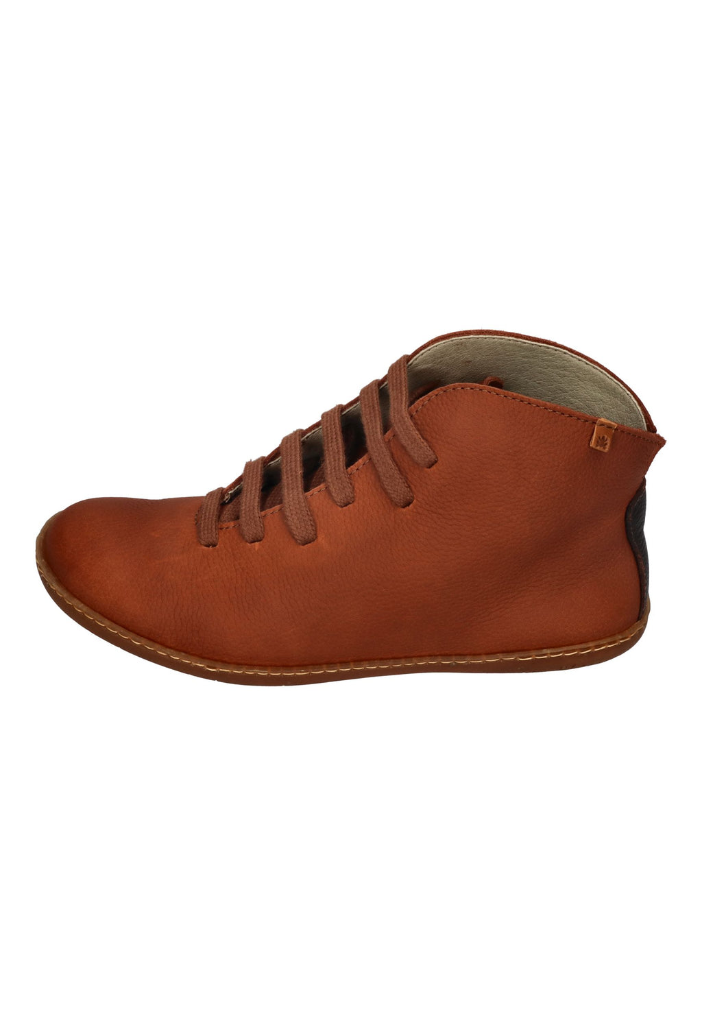 EL NATURALISTA El Viajero Schnürschuh in Cuero, cognacfarbenes Leder mit dunkelbraunem Fersenbesatz, von der Seite