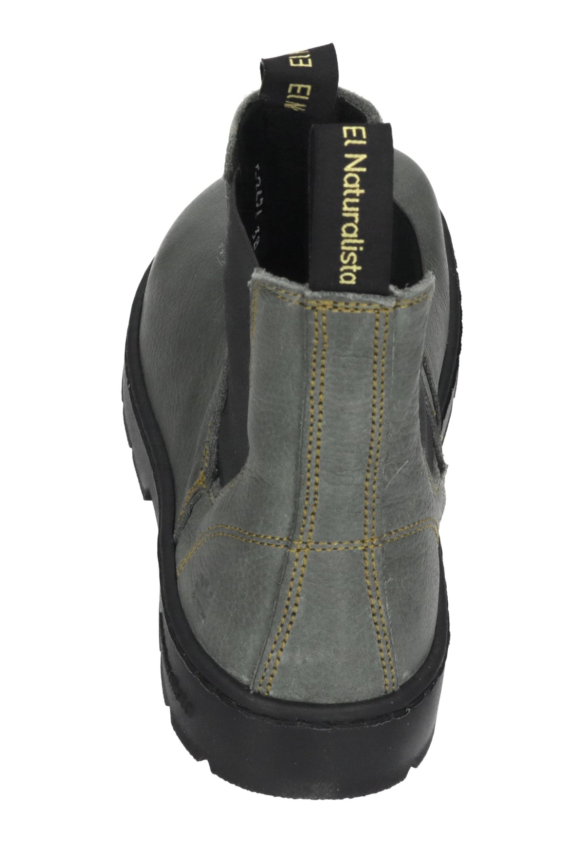 EL NATURALISTA Nomada Chelsea-Boot in Petrol, Leder mit schwarzem Stretcheinsatz und Profilsohle, schräg von hinten