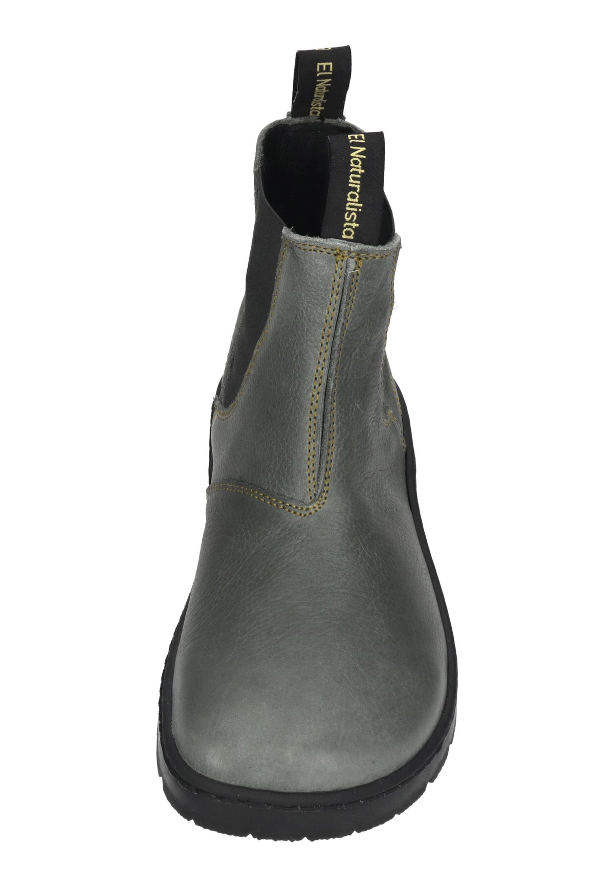 EL NATURALISTA Nomada Chelsea-Boot in Petrol, Leder mit schwarzem Stretcheinsatz und Profilsohle, von vorn
