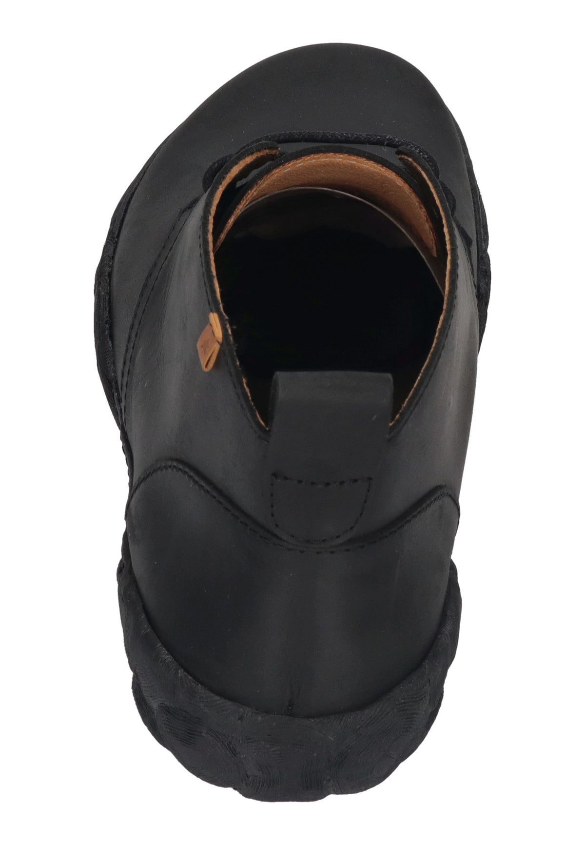 EL NATURALISTA Turtle Schnürschuh in Black, knöchelhoher Lederschuh mit schwarzer Sohle, schräg von hinten